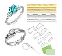 Ring Tightener for Loose Rings - 19 Pieces Clear Ring Size Adjusters, Ring Gap Fillers, Ring Inserts to Make Rings Smaller, Ring Protectors for Men and Women Invisible Ring Spacers Ring Measurer