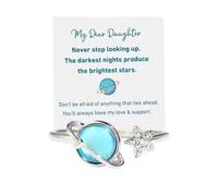 Ring to My Daughter Adjustable Anxiety Ring for Women Girls Star Earth Ring Daughter Ring Stress Relief Rings for Teen Girls Birthday Gift for Women with a Gift Card