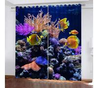 Ring Top Curtains 46" x 72" Coral Window Drapes for Bedroom Living Room Seabed Creatures Window Decor for Bedroom Living Room Curtains