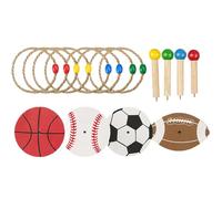 Ring Toss Game - Portable Outdoor Rope Ring Throwing Set | Solid Wood ,Sisal 4-Base Lawn Game With 8 Rings | For Children, Families, Parties, Sensory Integration Training ,Agility Practice On Grass