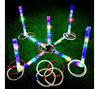 Ring Toss Games for Adults and Kids, Outdoor Indoor Ring Toss Glow in Dark Games- LED Ring Toss Lawn Backyard Camping Glow Party Games for The Whole Family at Night (Luminous Ring Edition)
