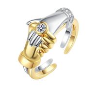 Ring Tricks Jewelry Design Creative Couple Ring Simple Personality Zircon Couple Stacking Ring Organizer Things Rings, A, Metal, No Gemstone