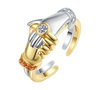 Ring Tricks Jewelry Design Creative Couple Ring Simple Personality Zircon Couple Stacking Ring Organizer Things Rings, A, Metal, No Gemstone