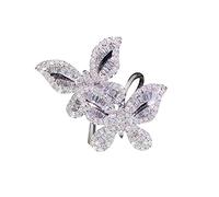 Ring Two Square Diamond Butterfly Zircon Ring Engagement The Droplets Diamond Alloy Inlay Zircon Bracelet Sets Of Princess Engagement Teen Girl Set (6)