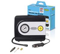 RING TYREINFLATE 10 Analogue Tyre Inflator Air Compressor with Three Adaptors - Measures in PSI, BAR and kPA