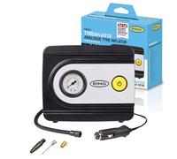 RING TYREINFLATE 10 Analogue Tyre Inflator with 3 Adaptors | Measures in PSI, BAR & kPA, 3m Power Cable, One-Button Operation, Ideal for Car, Bike & Sports Equipment
