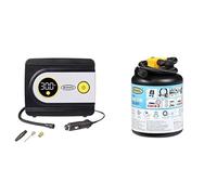 RING TYREINFLATE 20 Digital Tyre Inflator with Three Adaptors & Flat Tyre Sealant - Compact Car Air Pump & Puncture Repair Bundle