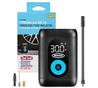 RING TYREINFLATE GO 10 Compact Cordless Tyre Inflator with Three Piece Adaptor Kit - Measures in PSI, BAR and kPA