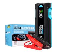 RING ULTRABOOST 2000A Car Battery Jump Starter Power Pack - Safely Starts Up to 8 Litre Petrol and 4 Litre Diesel Engines - Battery Booster with Jump Leads, Rapid Charger for devices and LED torch