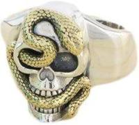 Ring Vintage Thai Silver Exaggerated Domineering Skull Ring S925 Sterling Silver Men's Opening Adjustable Ring Personalised Popular, Open-ended ring