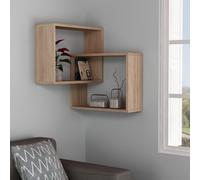 RING Wall Mounted Corner Bookcase - 2-Tier Floating Shelf Unit