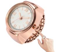 Ring Watch - Precision Movement, Cool Creative Finger Jewelry, Adjustable Elastic Band Strap, Durable Alloy Case Mini Timepiece | for Women Men Birthday Presents