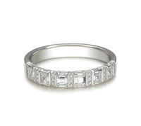 Ring Wedding, Middle Finger Rings Band Ring with Moissanite 14K White Gold Size Q 1/2