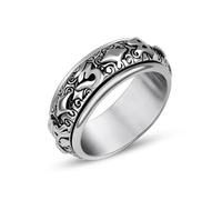 Ring Wedding, Stainless Steel Ring Unique Silver Size V 1/2 7.4mm Anxiety Spinner Vintage Mantra Personalized Gifts for Mother Birthday