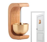Ring when opening the door, natural wood business doorbell, with magnet and adhesive tape, brass safety alarm for entrance, sliding door, refrigerator, garden gate