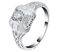 Ring Women Kit, Friendship Girls Plated Four Prong Round Inlaid Size Promise Rings for Girlfriend with Box