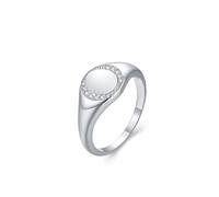Ring Womens, Promise Ring Goth Circle Silver with Lab Created Diamond 18K White Gold Size I 1/2