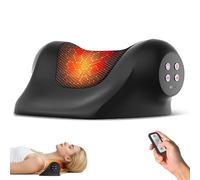 Ringco Neck Massager with Heat, Red Light & Vibration Adjustable, Heated Neck Stretcher with 3 Modes, Rechargeable Cervical Traction Device for Pain Relief & Muscle Relaxation, Christmas Gift (Black)