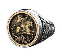 RingDiamond Dark Society Ring Ring Diamond Big Shape Gift Golden Gold Diamond Vintage Rings Funky (C, One Size)