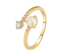 Ringe Leuchtend Diamantbesetzter zarter Temperament-Opalring für Damen mit kaltem Wind, schlichte Persönlichkeit, Zeigefingerring Fitness Ringe Mit Kugeln (Gold, One Size)