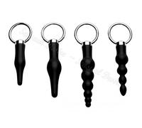 Beginners Rimming Set Master Series 4 Piece Ring Black Mini Butt Plug Anal Beads