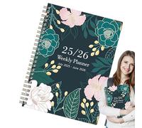 Ringed Notebook - Coil A5 Diary | Floral Design Planner with Thick Pages for Sketching Bullet Journaling Note Taking College Law Work Research July 2025 June 2026 Use