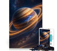 Ringed Planet with Lightning in Space 1000 Pieces Jigsaw Puzzles for Adults Mental Logic Toy Serene Time Firm Cut (38x26cm)
