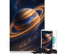 Ringed Planet with Lightning in Space 1000 Pieces Jigsaw Puzzles for Adults Mental Logic Toy Serene Time Firm Cut (50x75cm)