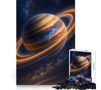 Ringed Planet with Lightning in Space Jigsaw Puzzles for Adults1000 Pieces Smart Game Quiet Calm Pattern Assembly Amazing Present (38x52cm)