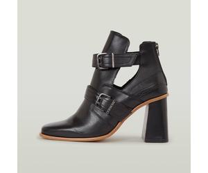 Ringer Mid Strap Leather Boots - Black - Women 6