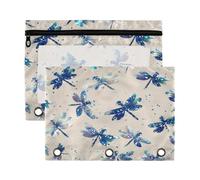 Ringing Binder folders with Clear Window Midnight Dragonfly Blue inch Binders 3 Ringing with Zipper Reinforced Grommets Binder 3 for Office Supplies 2 PCS