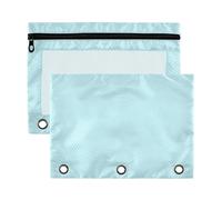 Ringing Binder folders with Clear Window Powder Blue Solid Color Pure Plain 3 Ringing Binder folders Clear Window & Grommets Binders 3 for Office School Supplies 2 PCS