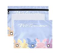 Ringing Binder Plastic with Clear Window Cute Pastel Bunny Easter 3 Ringing Binder Big Capacity Three for Storing School Office Supplies 2 PCS