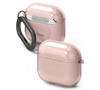 Ringke Air Compatible with Airpods 4 Case, Soft Flexible Shockproof Anti-Scratch Slim Fit Protective Cover for Wireless Charging with Carabiner - Pink