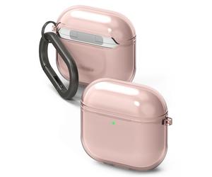 Ringke Air Compatible with Airpods 4 Case, Soft Flexible Shockproof Anti-Scratch Slim Fit Protective Cover for Wireless Charging with Carabiner - Pink