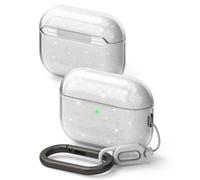 Ringke Air for Airpods Pro 3 Case with Carabiner [Soft & Flexible TPU] Slim Transparent Shockproof Protective Cover, Supports Wireless Charging - Glitter Clear