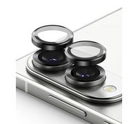 Ringke Camera Lens Frame Glass Compatible with Samsung Galaxy S25 Edge Camera Lens Protector, Scratch Resistant 9H Tempered Glass with Individual Aluminum Ring Cover - Black