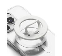 Ringke Dual Magnetic Silicone Ring Compatible with MagSafe Accessories [Detachable Double-Sided Magnet] Slim Lightweight Soft Silicone Phone Finger Grip Holder - White