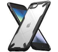 Ringke Fusion-X Compatible with iPhone SE 2022 / SE 2020/8 / 7 Case [Shockproof X-Frame] Clear Hard Back Heavy Duty Protective TPU Bumper Phone Cover - Black