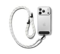 Ringke Holder Link Strap with Black Nylon Tag, Adjustable Crossbody Polyester Rope Lanyard Compatible with Universal Smartphone Case - Cloud White