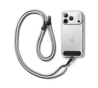 Ringke Holder Link Strap with Black Nylon Tag, Adjustable Crossbody Polyester Rope Lanyard Compatible with Universal Smartphone Case - Silky Silver