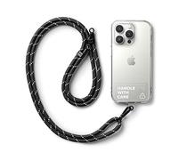 Ringke Holder Link Strap with Clear TPU Tag, Adjustable Crossbody Polyester Rope Lanyard Compatible with Universal Smartphone Case - Black & White