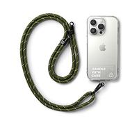 Ringke Holder Link Strap with Clear TPU Tag, Adjustable Crossbody Polyester Rope Lanyard Compatible with Universal Smartphone Case - Khaki & White