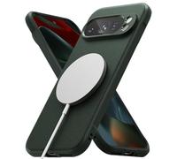 Ringke Onyx Magnetic [Compatible with MagSafe] for Google Pixel 9 Pro XL Case, Firm Grip Non-Slip Sleek Anti-Fingerprint Rugged TPU Shockproof Phone Cover for Magnetic Charging/Accessory - Dark Green