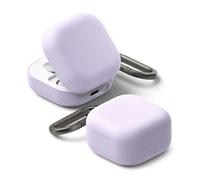 Ringke Silicone for Samsung Galaxy Buds 4 Pro / 4 Case with Carabiner [Soft Premium Liquid Silicone] Oil & Smudge Resistant, Slim Shockproof Protective Cover - Light Purple