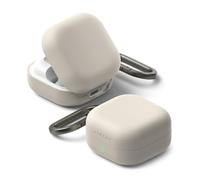 Ringke Silicone for Samsung Galaxy Buds 4 Pro / 4 Case with Carabiner [Soft Premium Liquid Silicone] Oil & Smudge Resistant, Slim Shockproof Protective Cover - Stone