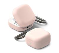 Ringke Silicone for Samsung Galaxy Buds 4 Pro / 4 Case with Carabiner [Soft Premium Liquid Silicone] Oil & Smudge Resistant, Slim Shockproof Protective Cover - Pink Sand