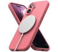 Ringke Silicone Magnetic [Compatible with MagSafe] for iPhone 16 Case, Soft Feel Coating Anti-Scratch Slim Lightweight Protective Phone Cover for Magnetic Charger/Accessories - Pink