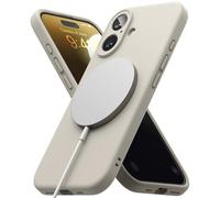 Ringke Silicone Magnetic [Compatible with MagSafe] for iPhone 16 Case, Soft Feel Coating Anti-Scratch Slim Lightweight Protective Phone Cover for Magnetic Charger/Accessories - Stone