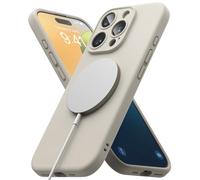 Ringke Silicone Magnetic [Compatible with MagSafe] for iPhone 16 Pro Max Case, Soft Feel Coating Anti-Scratch Slim Lightweight Protective Phone Cover for Magnetic Charger/Accessories - Stone